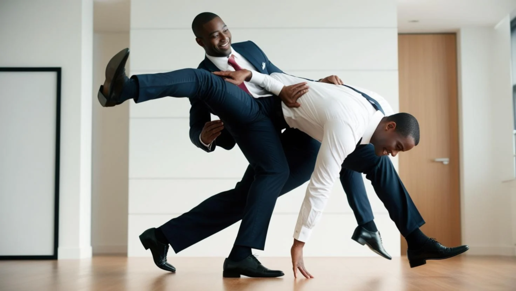 Here Is An AIs Take On "trust fall by businesspeople"