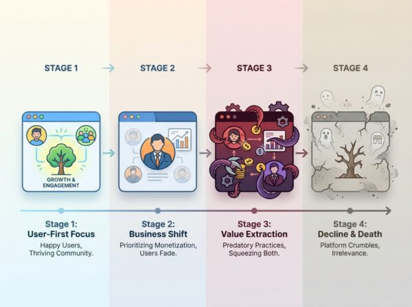 Stages of Platform Enshittification, with AI Adding A Fourth Death Stage