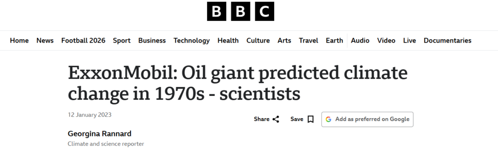 Exxon Are Alleged To Have Predicted Climate Change Accurately In the 1970s